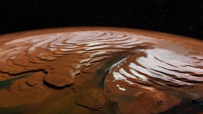 Polo norte de Marte (Foto: SA/DLR/FU Berlin, NASA)