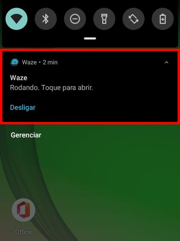 No seu celular, você irá receber uma notificação do Waze para iniciar o percurso pelo app (Captura de tela: Matheus Bigogno)