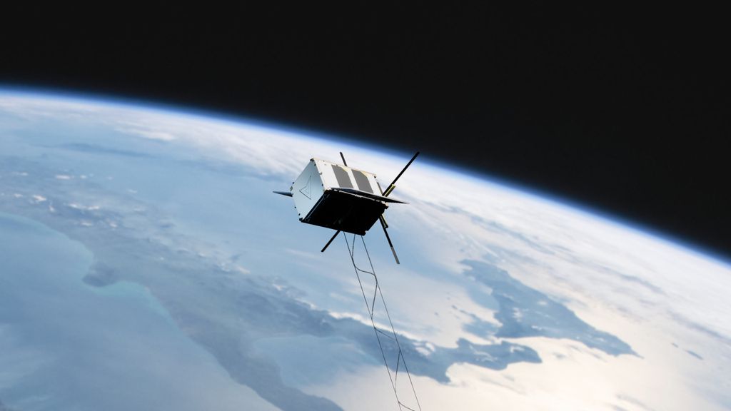 Concepção artística do AuroraSat-1 em órbita (Imagem: Reprodução/Aurora Propulsion Technologies)