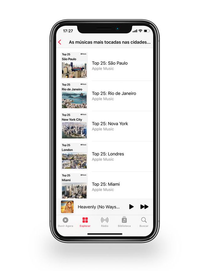 Ouça os hits de cada cidade listada no Apple Music - Captura de tela: Thiago Furquim (Canaltech)/Envato Elements
