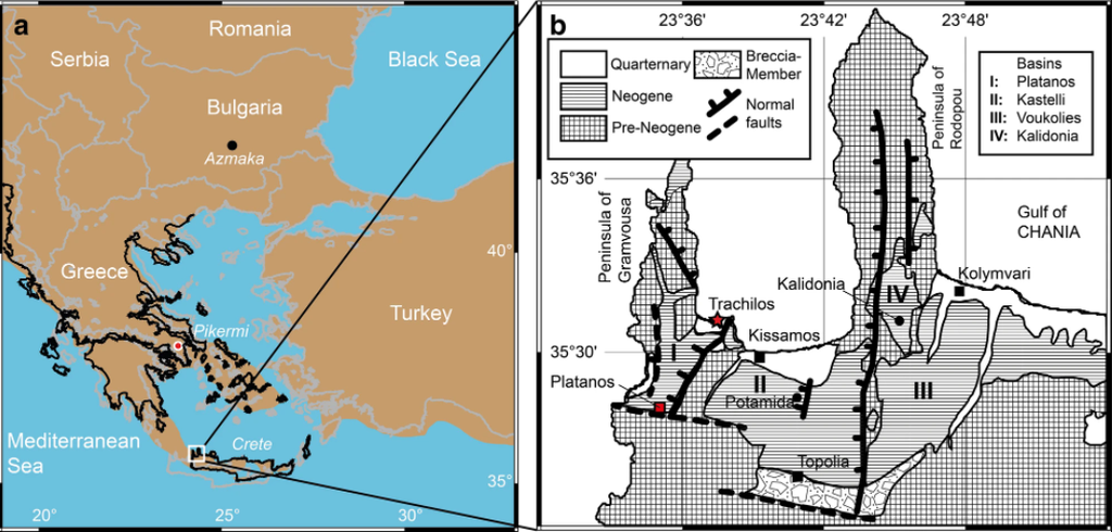 Mapa das análises geológicas da região de Creta (Imagem: Reprodução/Uwe Kirscher et al.)