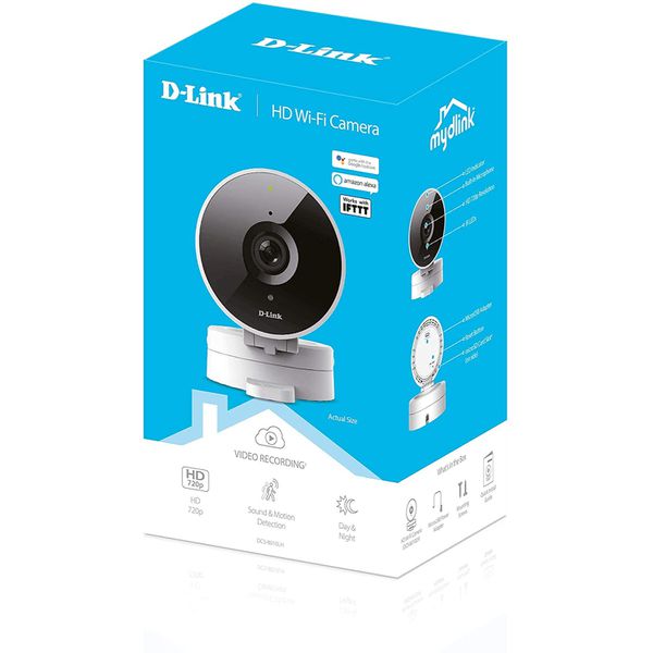 Câmera de Segurança IP HD 120 Wi-Fi com Visão Noturna slot para cartão SD D-link DCS-8010LH Branca Compatível com Alexa