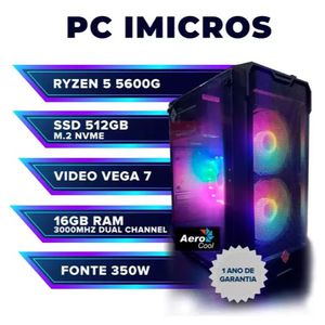 Computador PC Gamer AMD RYZEN 5 5600G 3.80Ghz 16GB VIDEO VEGA 7 SSD 512GB M.2 NVME - IMICROS