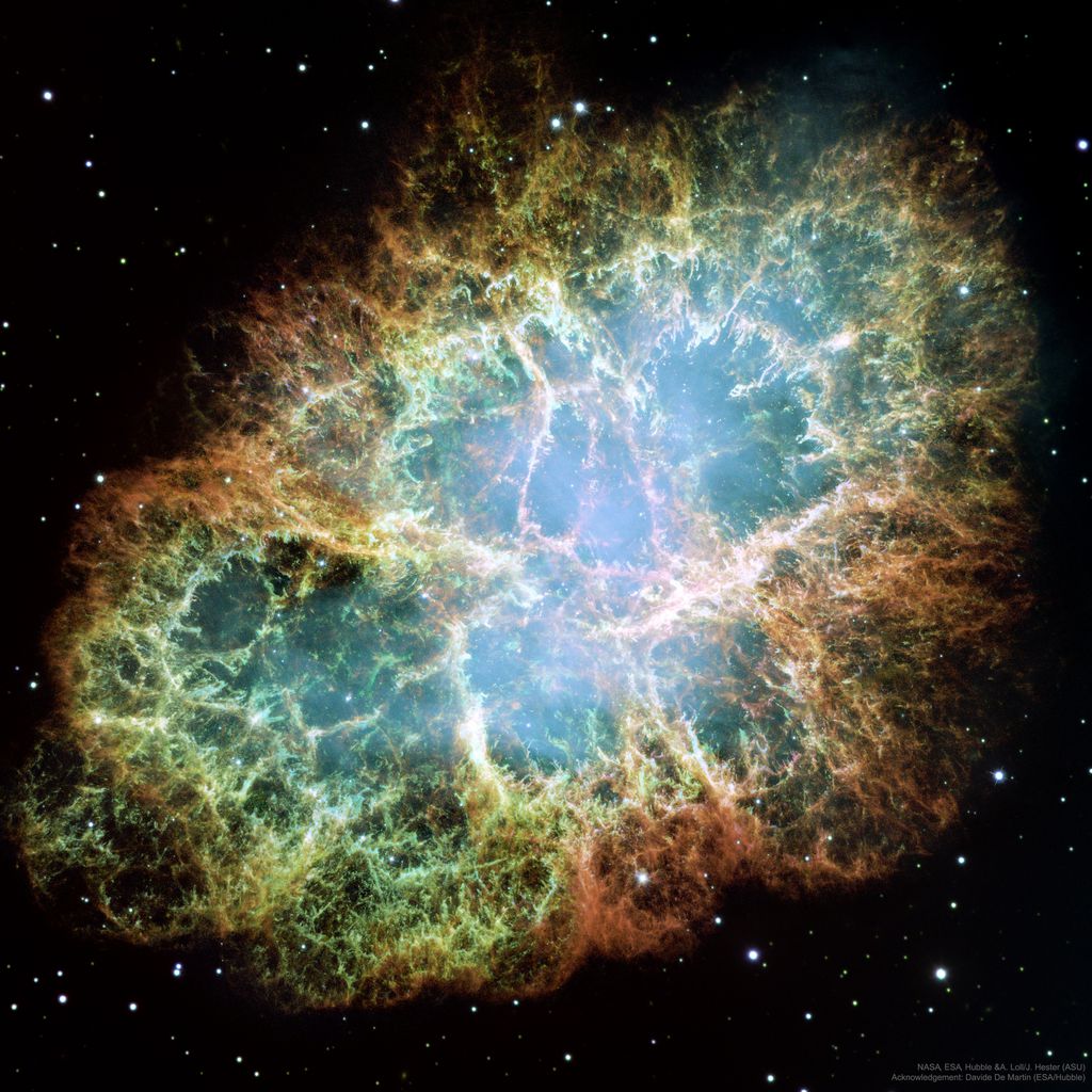 Esta é a Nebulosa do Caranguejo observada pelas lentes do telescópio Hubble (NASA/ESA/Hubble/J. Hester/A. Loll)