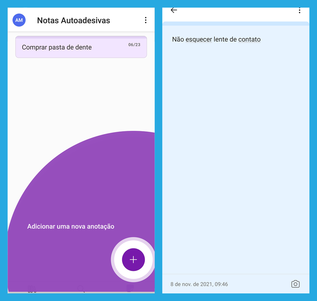 App da Microsoft inclui criação de notas autoadesivas (Imagem: André Magalhães/Captura de tela)