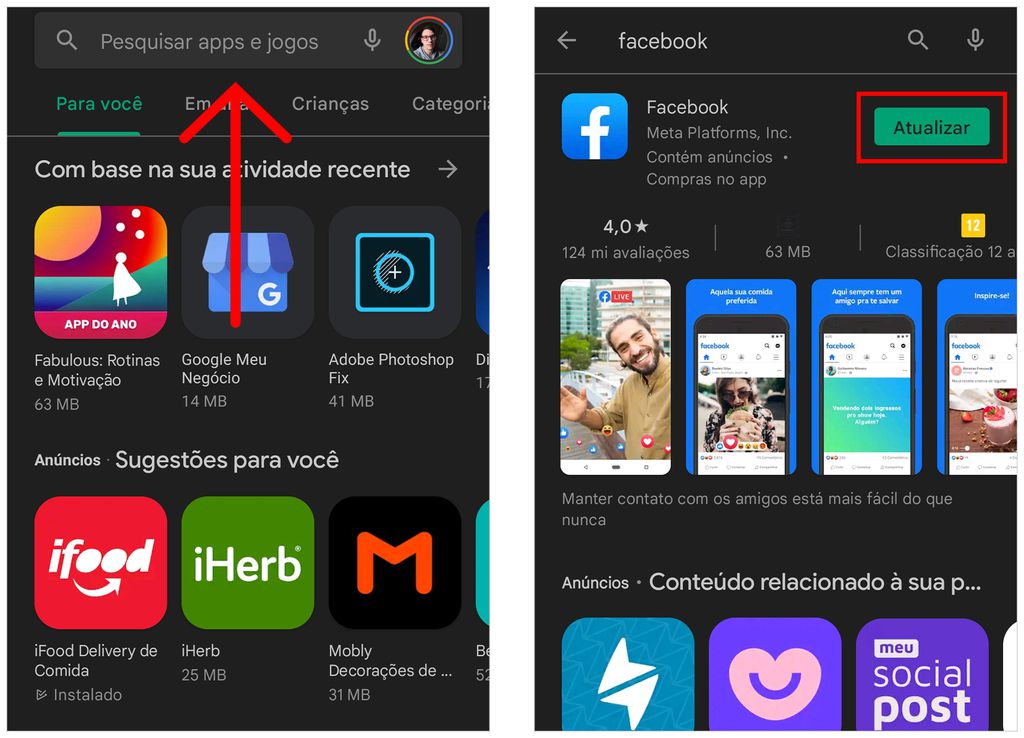 Confira como atualizar o Facebook manualmente no Android (Captura de tela: André Magalhães)