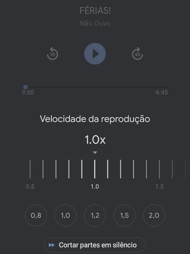 Você pode aumentar ou diminuir a velocidade do áudio (Captura de tela: Ariane Velasco)