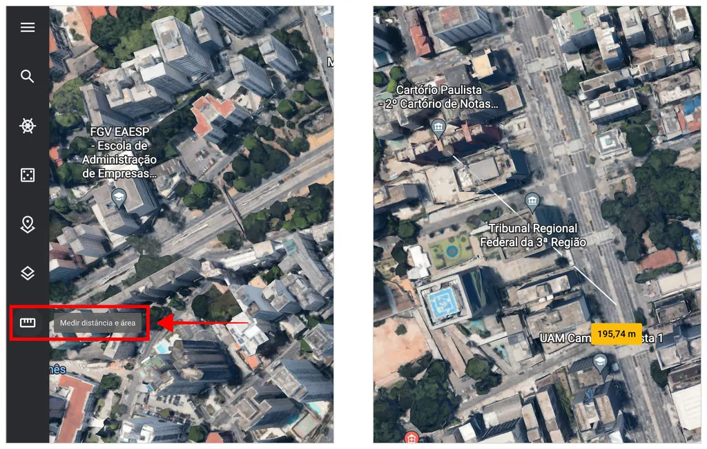Como medir área no Google Maps no PC (Captura de tela: Caio Carvalho)