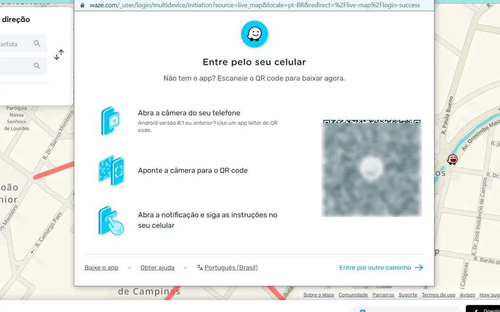 Vincule a conta do Waze no celular com o Live Map (Imagem: Captura de tela/André Magalhães/Canaltech)