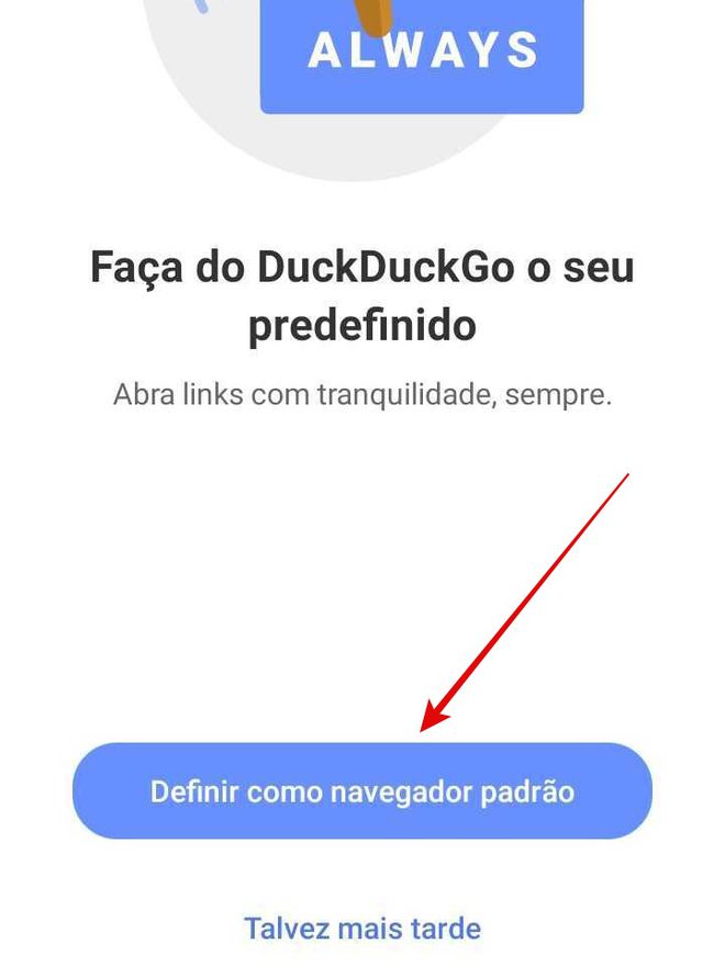 Defina se o DuckDuckGo será o seu navegador (Imagem: Guadalupe Carniel/Captura de tela)