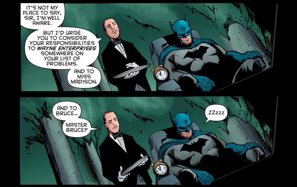 Batman e seu microssono, com direito a reloginho do lado (Imagem: Reprodução/DC Comics)