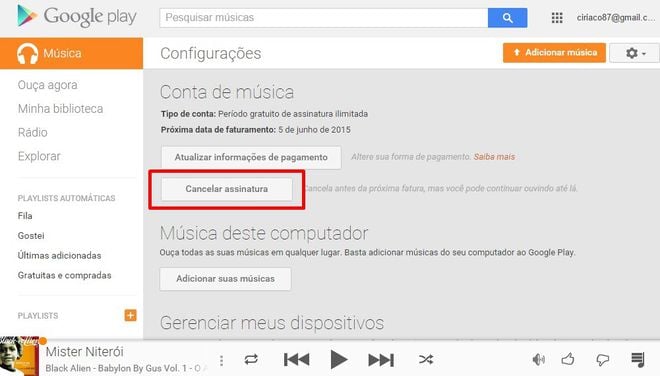 Como cancelar a assinatura do Google Play Música