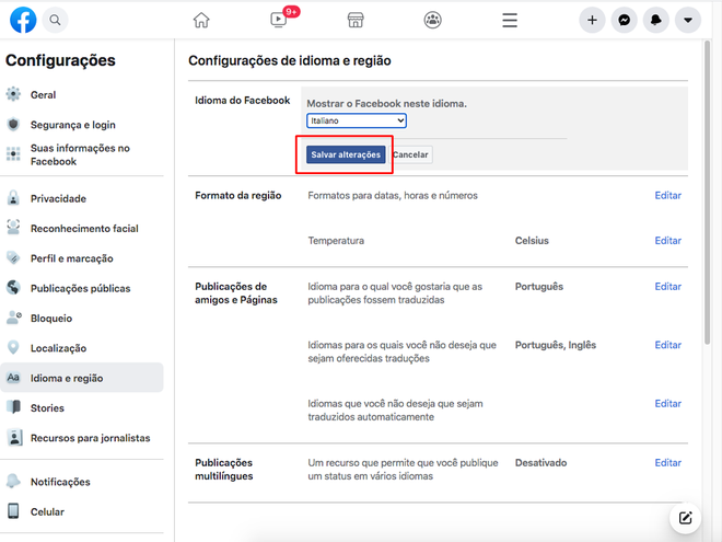 Como mudar o idioma do Facebook - Canaltech