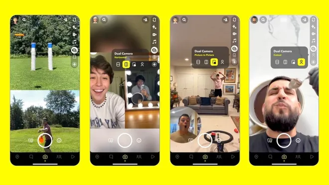 A câmera dupla do Snapchat abre novas oportunidades para os criadores de conteúdo (Imagem: Reprodução/Snap)