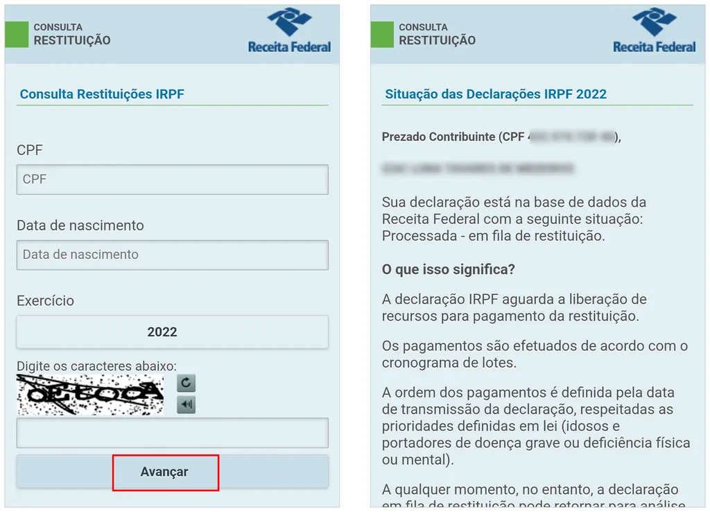 Saiba como consultar a restituição do Imposto de Renda (Captura de tela: André Magalhães)
