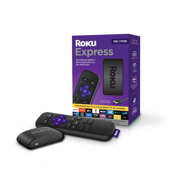 Roku Express - Streaming Player Full HD com Controle Remoto e Cabo HDMI Incluídos [CUPOM]