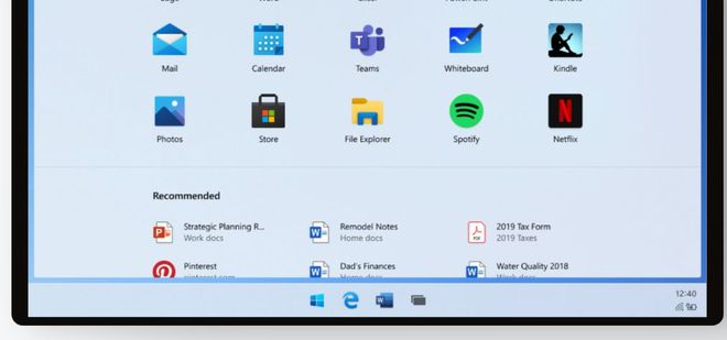 Barra de tarefas muda pouco no Windows 10X (Captura de tela)