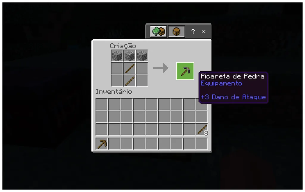 Como fazer picareta no Minecraft para usar em minérios e blocos