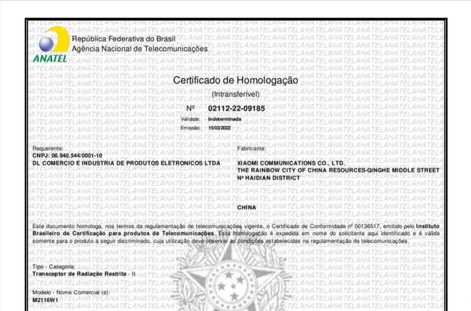 Homologação permite vendas do relógio no Brasil (Imagem: Agência Nacional de Telecomunicações)