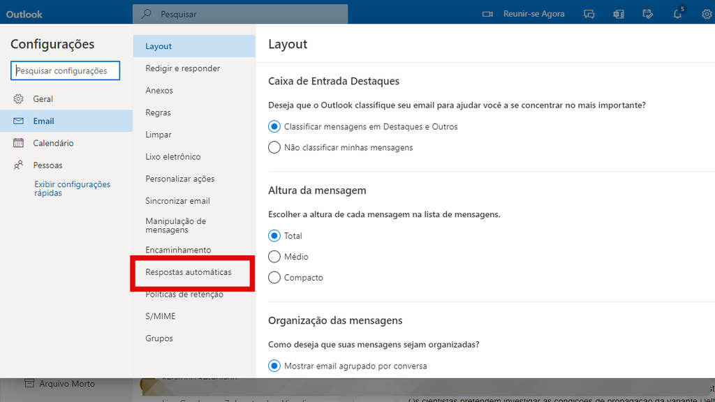 Entre em Respostas automáticas (Imagem: Guadalupe Carniel/Captura de tela)