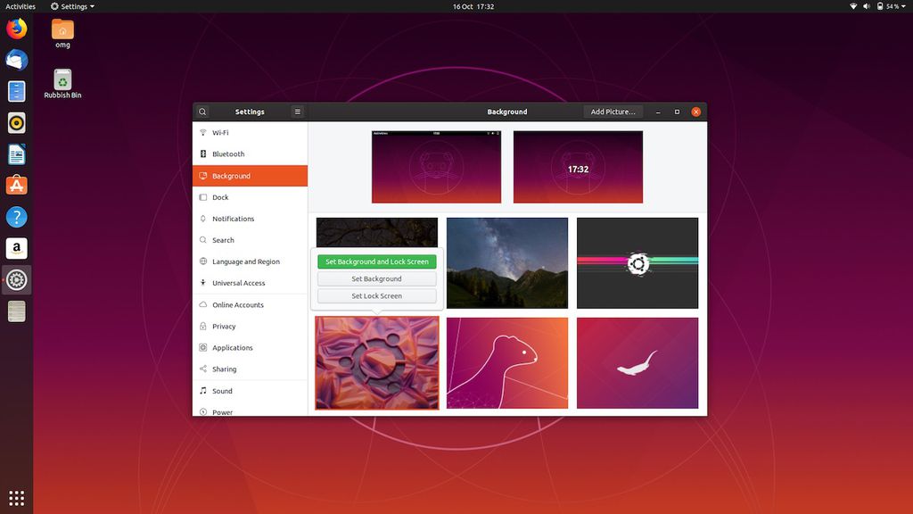 Novo seletor de papéis de parede do Ubuntu 19.10