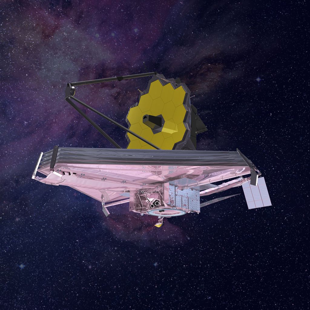 Imagem conceitual do telescópio espacial James Webb (Imagem: Reprodução/Northrop Grumman/NASA)