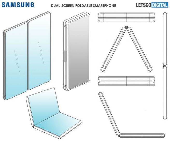 Nova patente de smartphone dobrável arquivada pela Samsung (Imagem: Samsung)