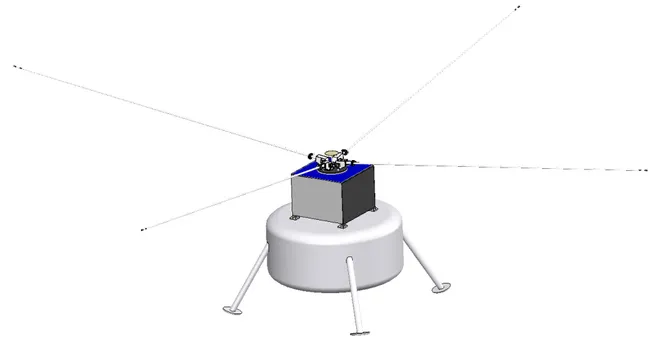 Conceito do pequeno LuSEE-Night e suas quatro antenas (Imagem: Reprodução/Stuart D. Bale/Space Sciences Lab