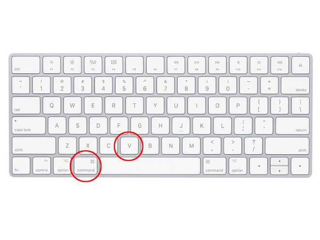 "Command" e "V" representam o atalho para colar (Imagem: Divulgação/Apple)