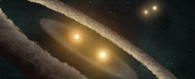 Exemplo de estrelas binárias (Imagem: Reprodução/NASA/JPL-Caltech/UCLA)