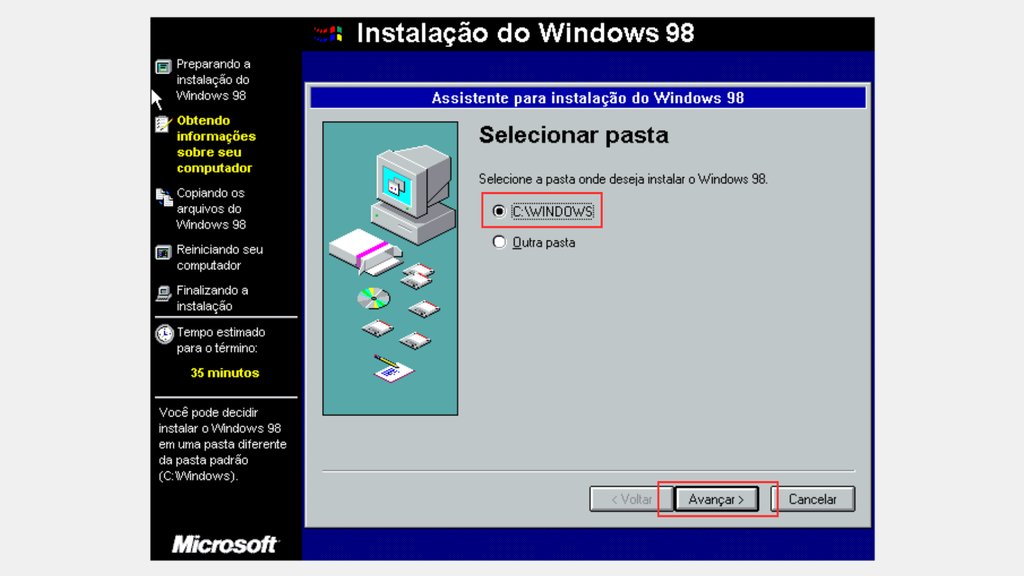 Como instalar o Windows 98 (Imagem: Captura de tela/Bruno De Blasi/Canaltech)