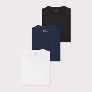 PARCELADO | Kit 3 Camisetas Masculinas 100% Algodão Polo Wear Sortido | CUPOM