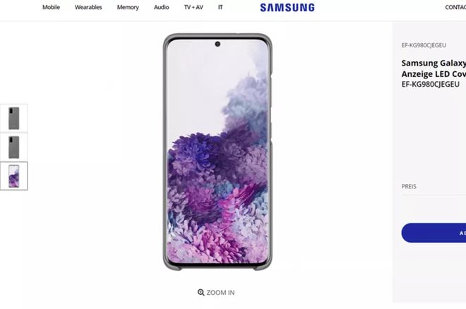 Samsung teria revelado acidentalmente o visual do Galaxy S20 em site europeu