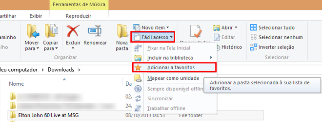 Adicionar suas pastas mais usadas a lista de favoritos também é uma boa opção para agilizar o acesso a elas Adicionar suas pastas mais usadas a lista de favoritos também é uma boa opção para agilizar o acesso a elas