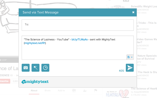 MightyText URL via SMS