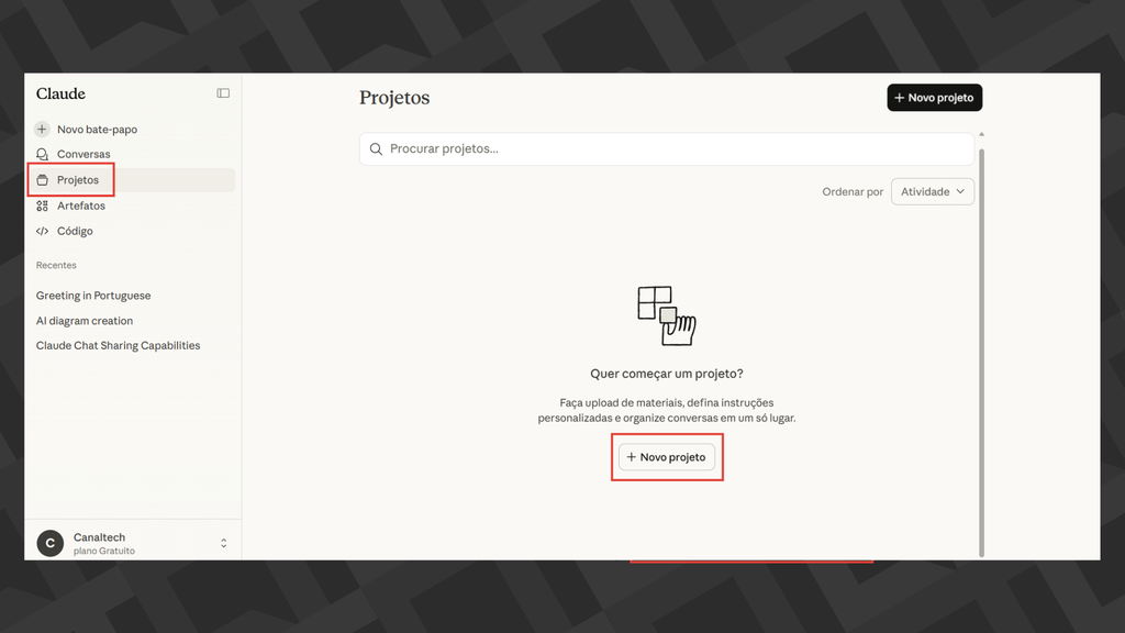 Criar projetos no Claude