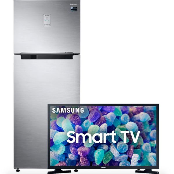 Geladeira/Refrigerador Samsung Duplex RT46K6261S8 Inox Look 453L - 127v + Smart TV LED 32'' Samsung 32T4300 HD - WIFI, HDR para Brilho e Contraste, Plataforma Tizen, 2 HDMI, 1 USB - Preta nas americanas