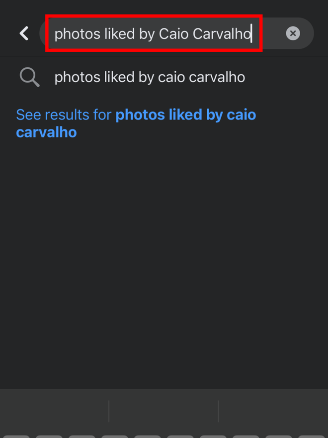 Use o termo "photos liked by" para ver o que outra pessoa curtiu no Facebook (Captura de tela: Caio Carvalho/Canaltech)
