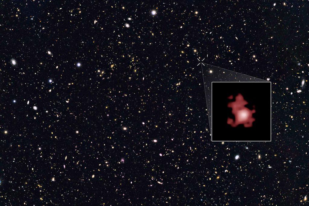 A galáxia GN-z11 (Imagem: Reprodução/NASA, ESA, P. Oesch)