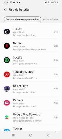 Galaxy A22: bateria
