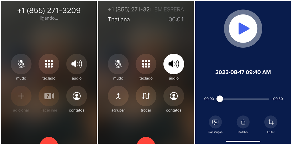 Grave chamadas no iPhone (Imagem: Captura de tela/Thiago Furquim/Canaltech)