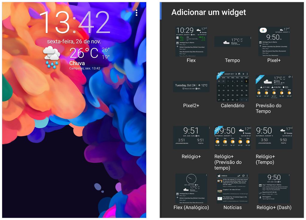 Chronus permite personalizar widget com diferentes temas (Captura de tela: André Magalhães)