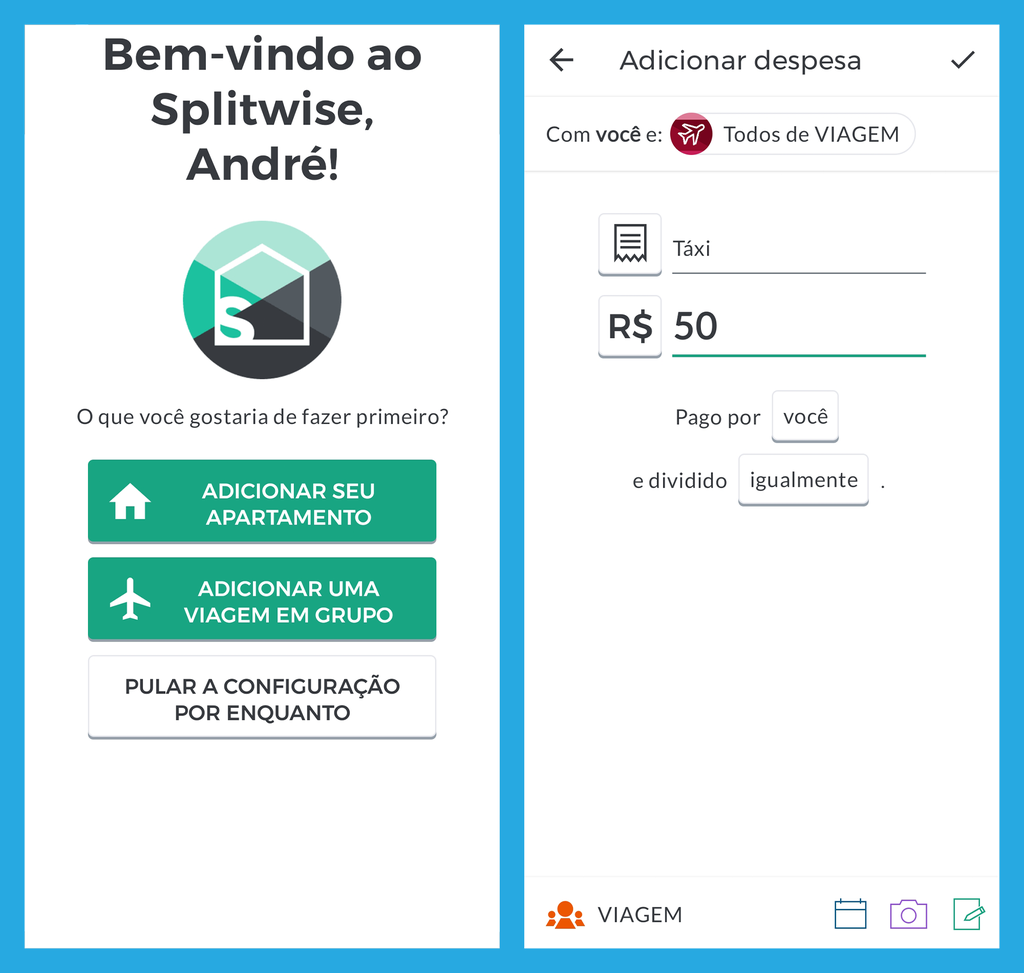 Divida os gastos da viagem no Splitwise (Imagem: André Magalhães/Captura de tela)