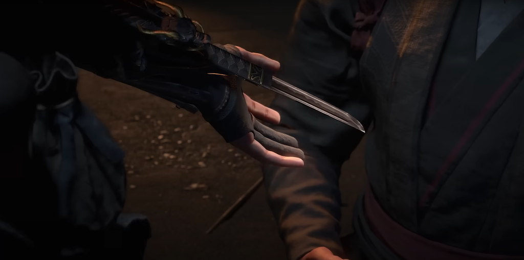 Naoe traz de volta da velha hidden blade de Assassin's Creed (Imagem: Reprodução/Ubisoft)