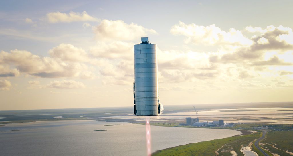 Imagem do protótipo SN5, que completou o teste de voo com sucesso (Imagem: SpaceX)