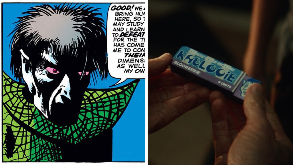 Além de várias menções ao nome pesadelo, a bala traz um desenho parecido com o pesadelo das HQs (Imagem: Reprodução/Disney+, Marvel Comics)