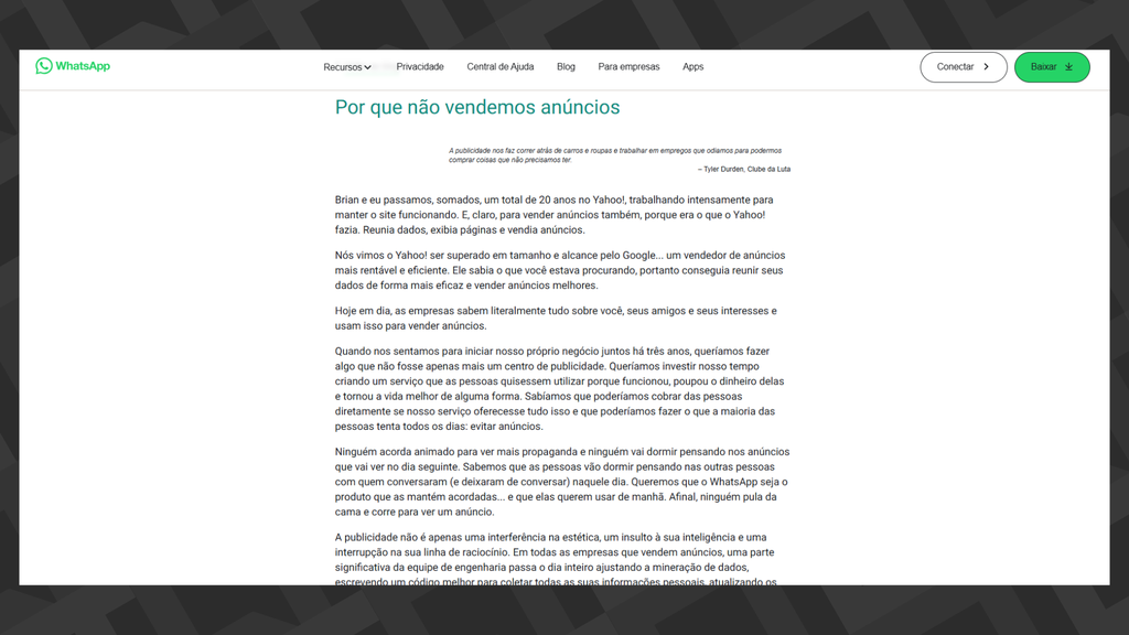 Cofundadores do WhatsApp eram contra anúncios no mensageiro (Imagem: Captura de tela/Bruno De Blasi/Canaltech)