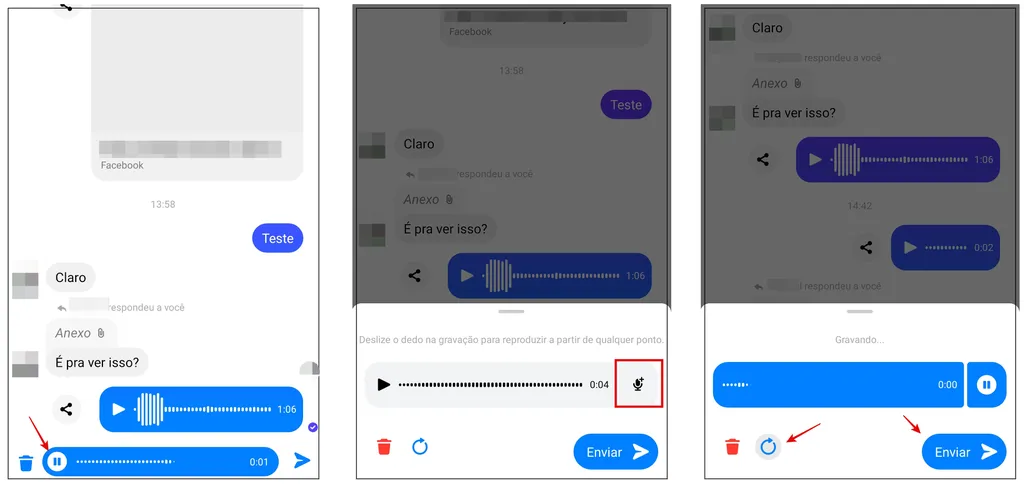 Como mandar áudio no Messenger