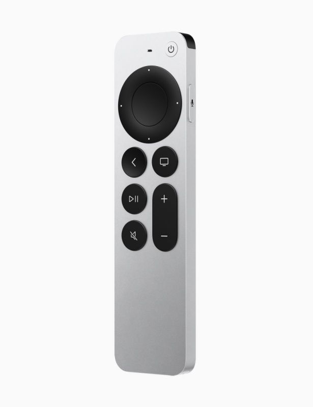 No Siri Remote de segunda geração, o botão fica na borda esquerda do controle - Imagem: Divulgação/Apple
