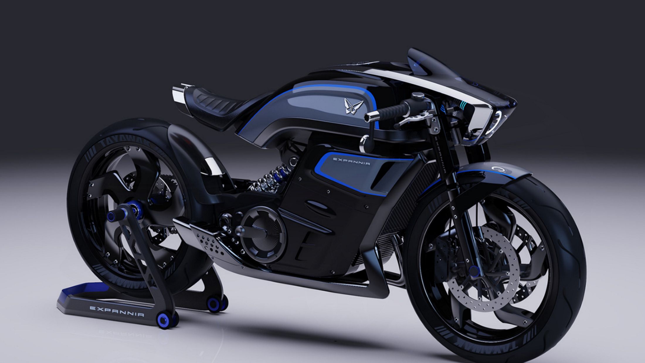 Visão lateral moto elétrica motocross futurista